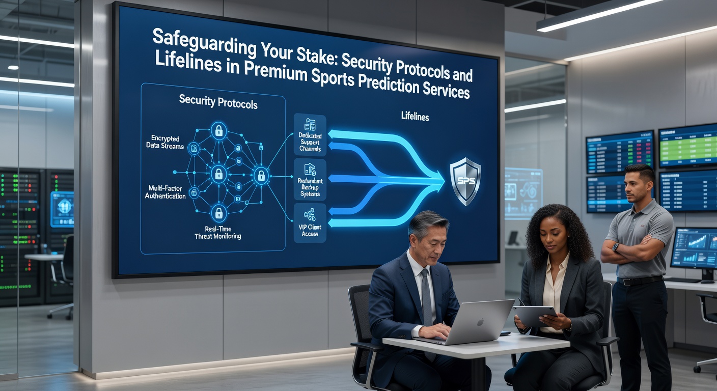 Darstellung eines sicheren Servers mit Schlossikonen und Datenflüssen, illustriert Schutzmechanismen in Sportprognose-Plattformen